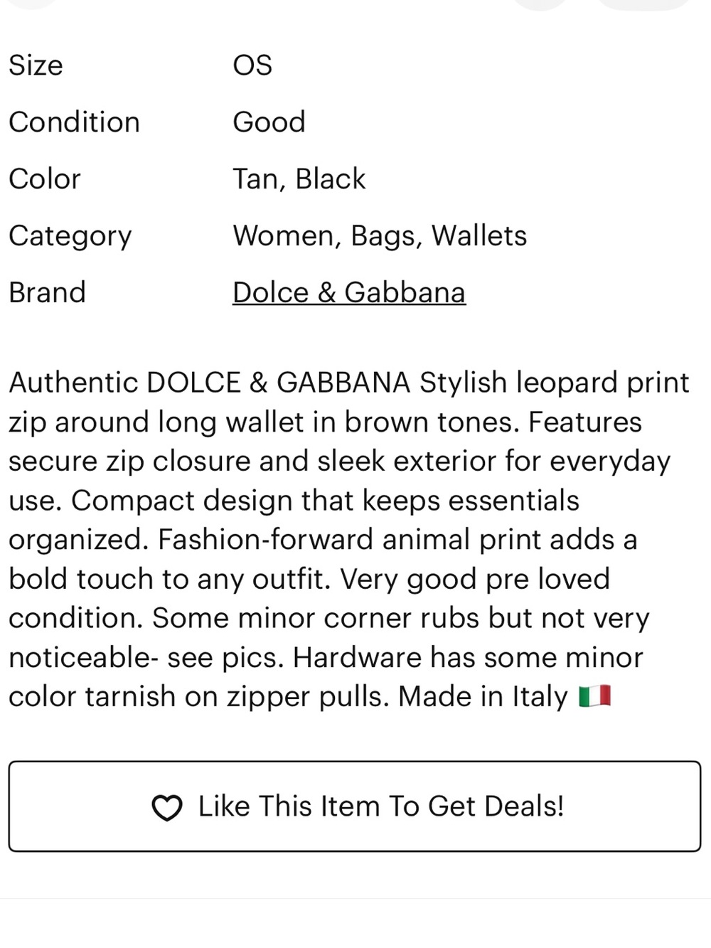 Dolce & Gabbana vintage Leopard Print Zip around long Wallet authentic - Picture 13 of 13